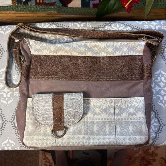 Myra Bag Handbags - Myra Bag Brown and Cream Crossbody